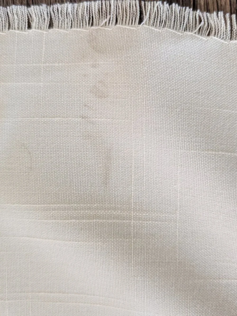 VTG Rose Cross Stitch Linen Tablecloth 84x55 Cream Fringe Cottagecore 80s